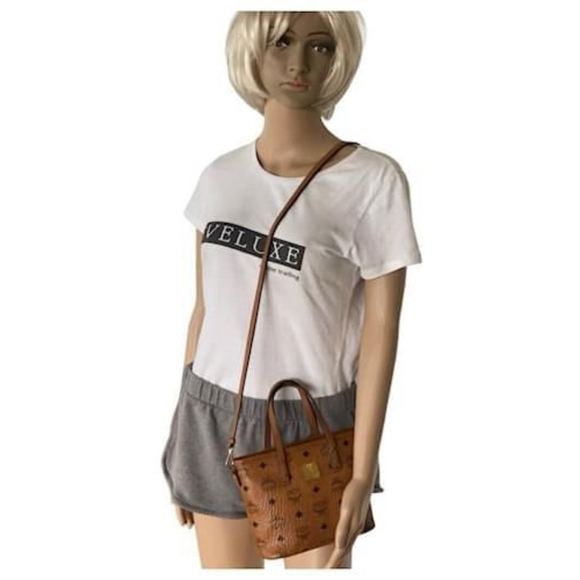 MCM ANYA TOP ZIP MINI SHOPPER BAG COGNAC - Picture 6 of 15